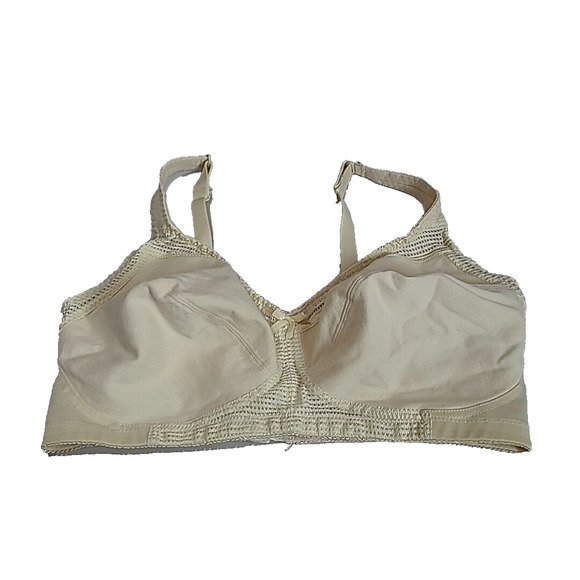 Beautiful Images Cream Mesh Full Coverage Adjustable Strap Wire Free Bra SZ 38DD - Picture 1 of 4
